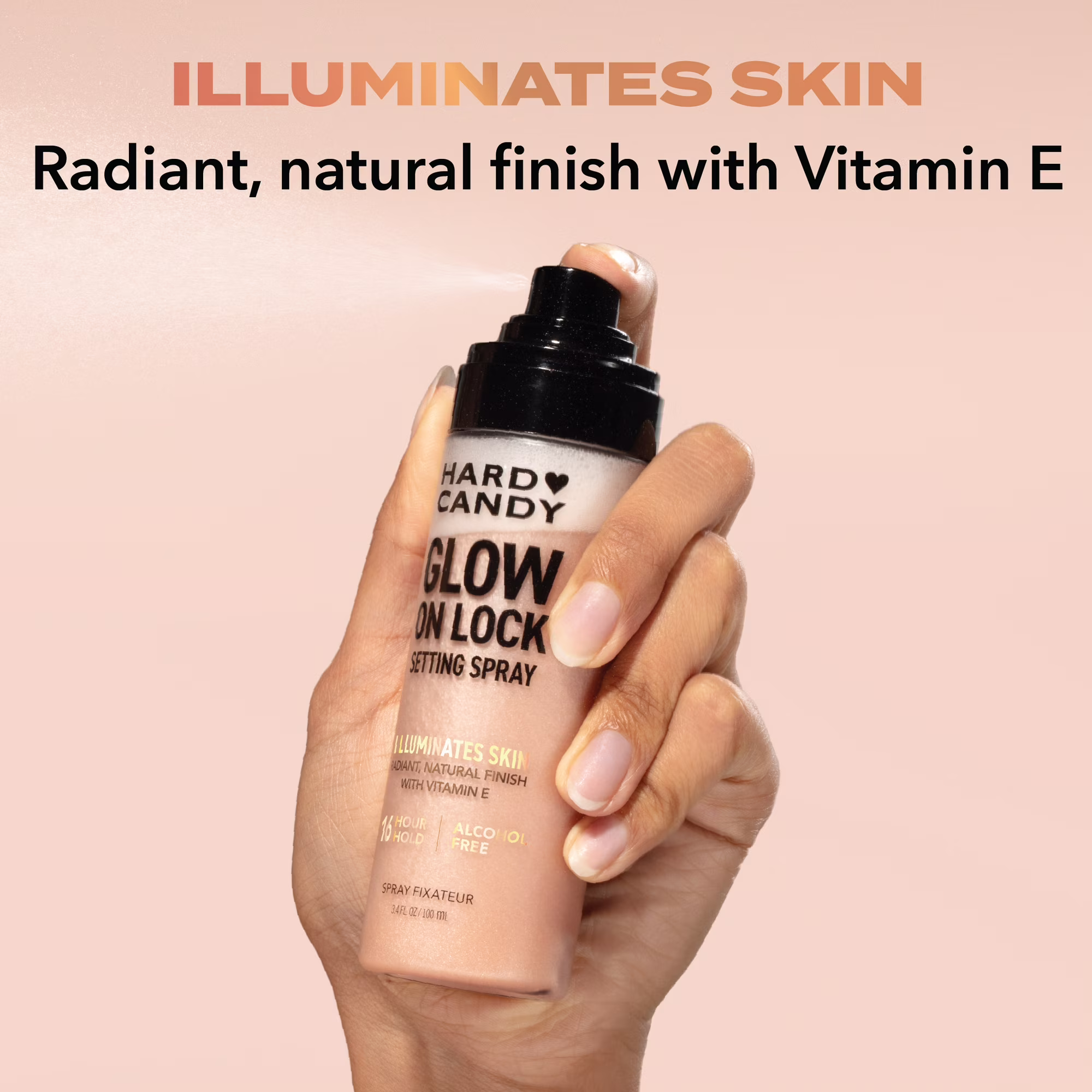 Hard Candy Glow On Lock Setting Spray, Alcohol-Free, 16 Hour Hold, Luminous Finish - Image 2