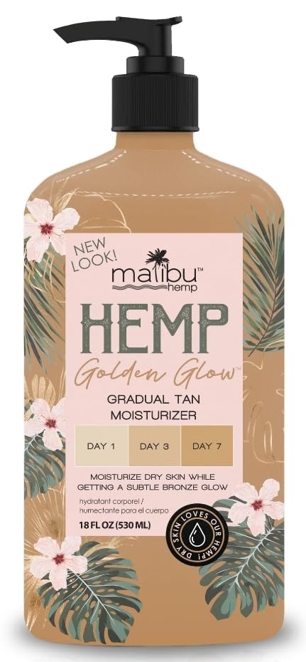Malibu Tan Hemp Golden Glow Bronzing Moisturizer with Skin Firming for Dry Skin, 18 fl Ounce - Image 2