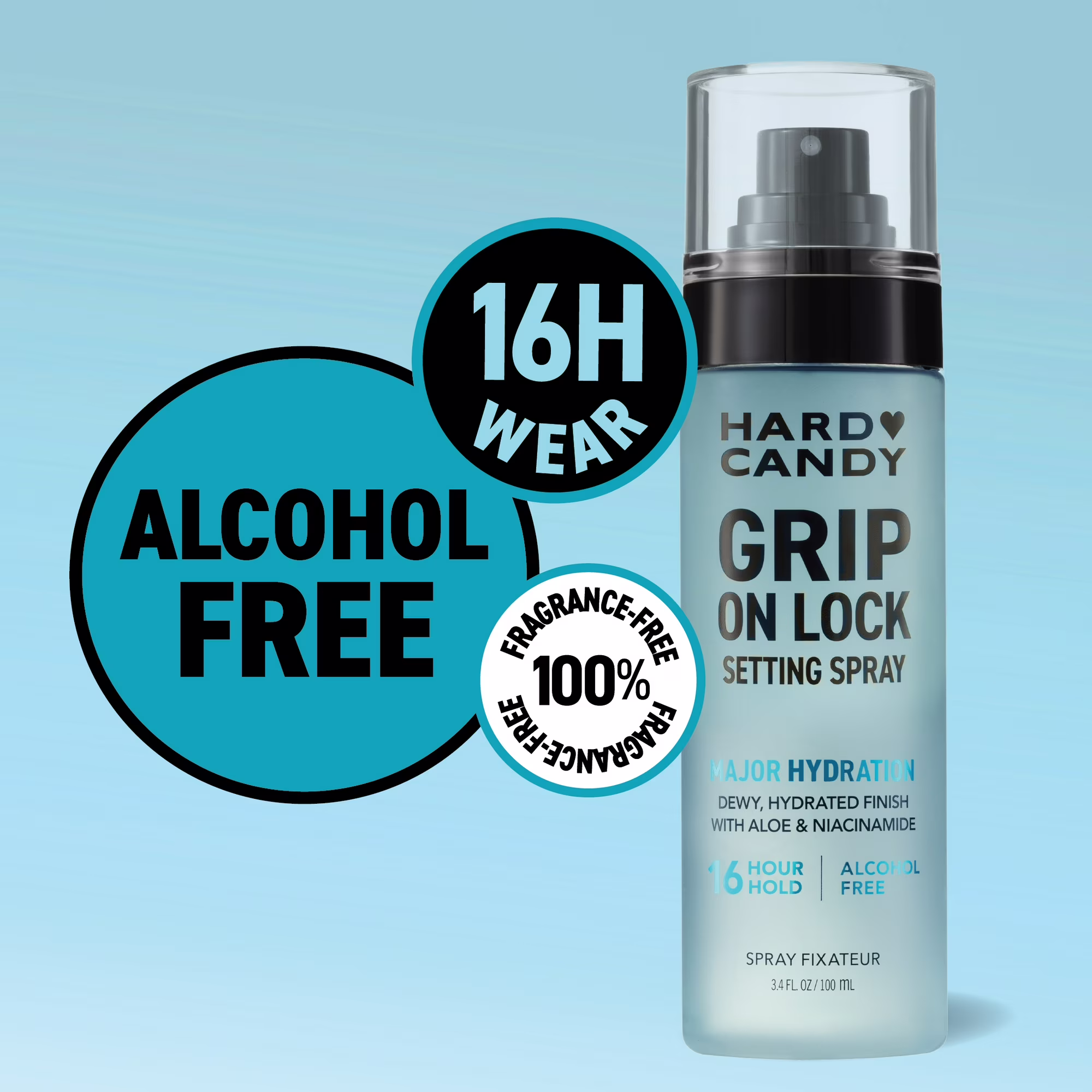 Hard Candy Grip On Lock Setting Spray, Alcohol-Free, 16 Hour Hold, Dewy Finish, Hydrating