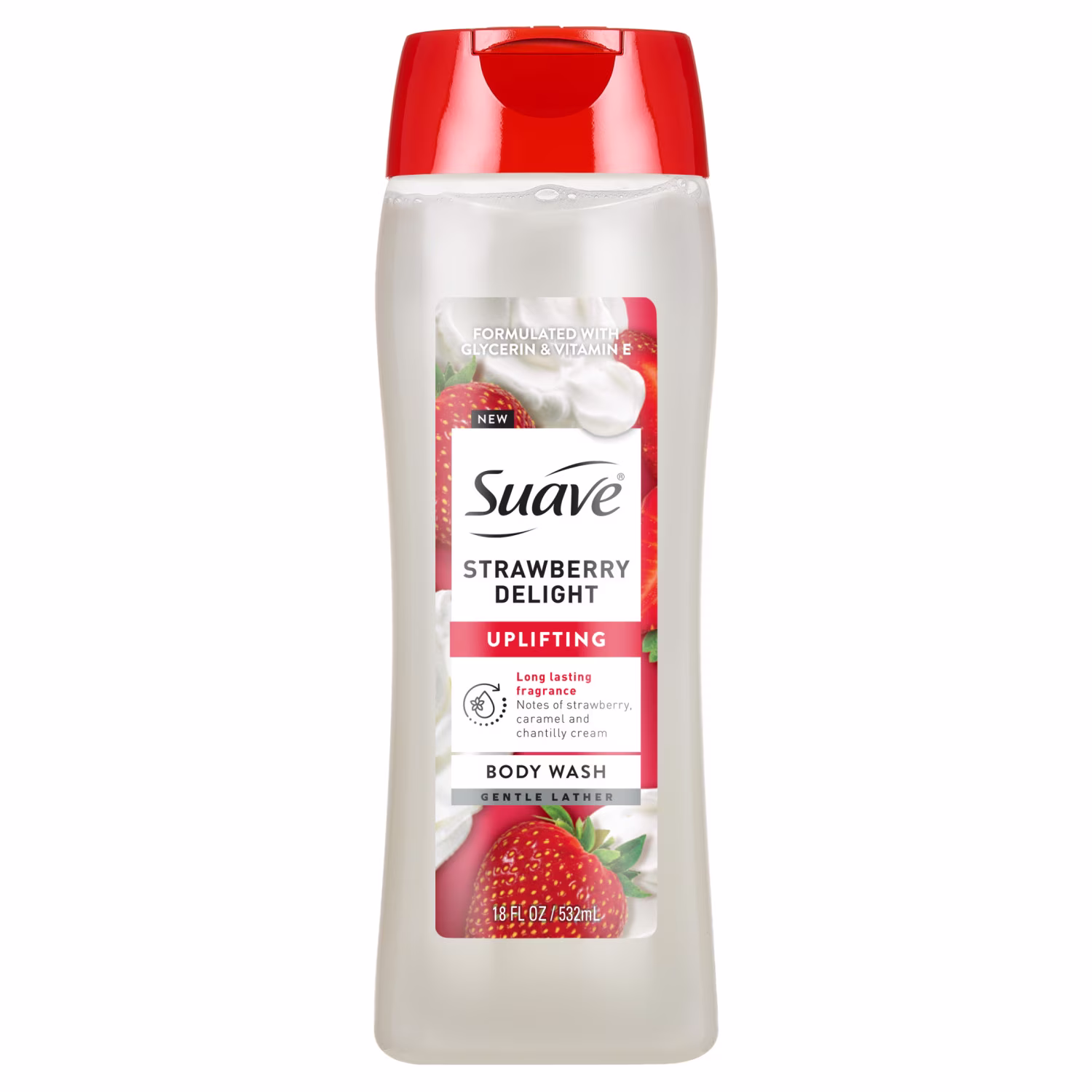 Suave Strawberry Delight Uplifting Body Wash, with Glycerin & Vitamin E, 18 FL OZ